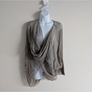 Temo Paris Silk Top Womens Medium Sheer Lagenlook Coastal Poncho Etherial Boho